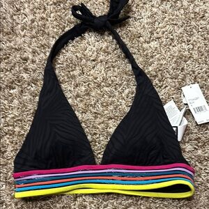NWT Trina Turk banded black zebra print bikini top sz 8.